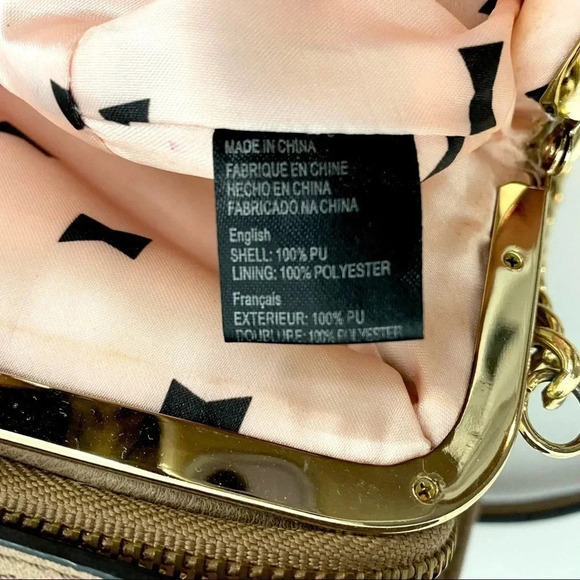 Purse Crossbody Bag Vegan Leather Multi Pockets Chain in Tan Nude - Picture 10 of 10